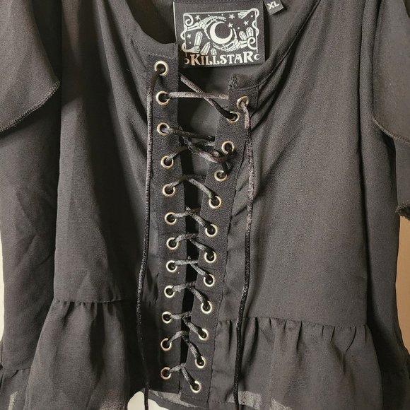 Killstar Black Lace-Up Women's Top - Picture 2 of 5
